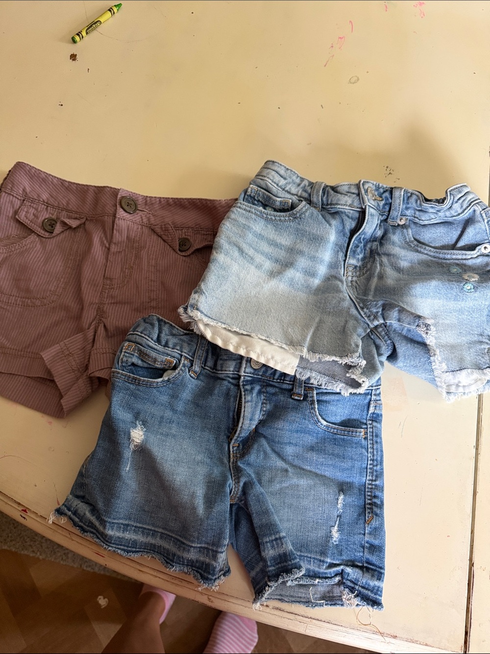 Girls Denim & Cotton Shorts Pack - Light Blue, Medium Blue, Mauve